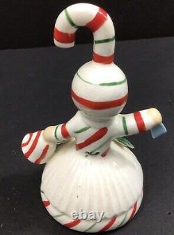 Vintage Lefton Christmas Candy Cane Girl Bells Trio