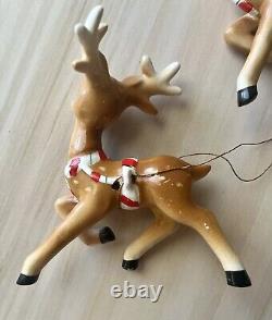 Vintage Lefton Christmas Shopper Girl in Candy Cane Sleigh 1956 Japan