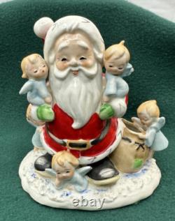 Vintage Lefton MCM Christmas Santa with 5 Baby Angels Figurine Made in Taiwan