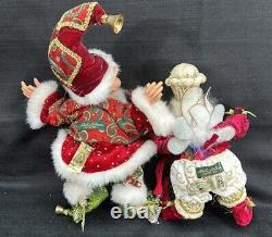 Vintage Lot 4 Mark Roberts Christmas Santa Fairy Elf's Figurines + 4 Stands Tags