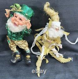 Vintage Lot 4 Mark Roberts Christmas Santa Fairy Elf's Figurines + 4 Stands Tags