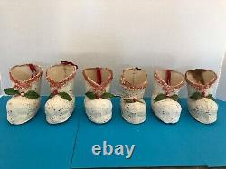 Vintage Lot/ 6 Santa Boots Candy Containers Christmas Ornaments Cardboard Japan