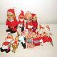 Vintage Lot Of 14 Knee Huggers Ornaments Elves And Santa's Japan Rubber Face