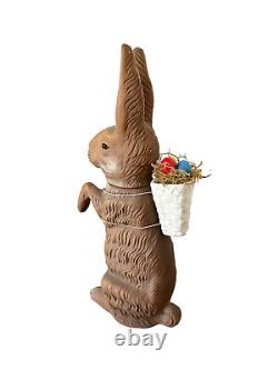 Vintage MAROLIN German Easter Bunny Rabbit Candy Container Paper-Mache LARGE