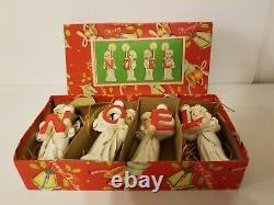 Vintage MCM 50's NOEL Choir Angels w ORIG Box Christmas Figurines Candle Holders