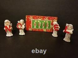 Vintage MCM 50's NOEL Choir Angels w ORIG Box Christmas Figurines Candle Holders