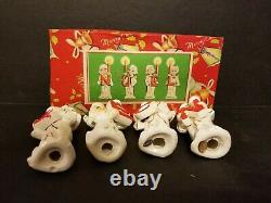 Vintage MCM 50's NOEL Choir Angels w ORIG Box Christmas Figurines Candle Holders