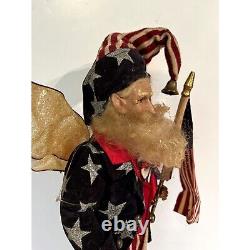 Vintage Mark Roberts Flag Patriotic USA Fairy Elf Christmas Ornament 18 READ
