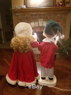 Vintage Matched Pair Animated Boy/Girl Christmas Carolers With Motion & Candles