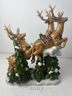 Vintage Member's Mark Santa Sleigh And Reindeer Figurines Set Great Cond