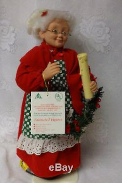 Vintage Merry Christmas Animated Illuminated Mrs Santa Display Fig. Orig TAG BOX
