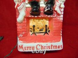Vintage Merry Christmas Santa on Fireplace blow mold Dapol Industries 17