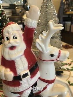 Vintage Miller Rosbro Paramount Hi-Ho Santa Reindeer On Chimney Christmas RARE