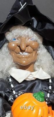 Vintage Motionettes Witch Lighted Pumpkin 1987 Telco Retro Moving Halloween