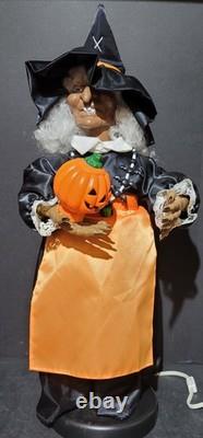 Vintage Motionettes Witch Lighted Pumpkin 1987 Telco Retro Moving Halloween