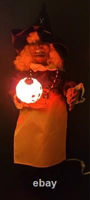Vintage Motionettes Witch Lighted Pumpkin 1987 Telco Retro Moving Halloween