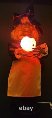 Vintage Motionettes Witch Lighted Pumpkin 1987 Telco Retro Moving Halloween