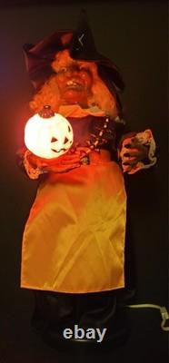 Vintage Motionettes Witch Lighted Pumpkin 1987 Telco Retro Moving Halloween