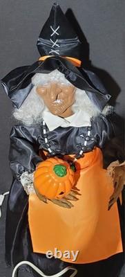 Vintage Motionettes Witch Lighted Pumpkin 1987 Telco Retro Moving Halloween