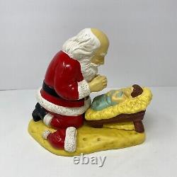 Vintage Music Box Roman Inc 1992 R. P. Gauer Kneeling Santa And Baby Jesus