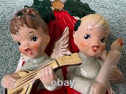 Vintage NAPCO Christmas Caroling Angels in Stockings Wall Plaque Set Japan