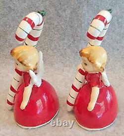 Vintage Napco 1956' Christmas Candy Cane Bell Angels Made in Japan
