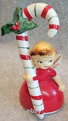 Vintage Napco 1956' Christmas Candy Cane Bell Angels Made in Japan