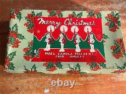 Vintage Napco 4 NOEL Angels Candle Holders Figures + Original Box 1957 Japan MCM