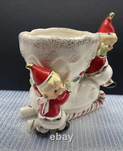 Vintage Napco? Boot Candy Cane Sleigh Christmas? Elf Planter Japan