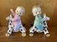 Vintage Napco Boy Figurines On Horses With Wheels S1375a S 1375b Christmas