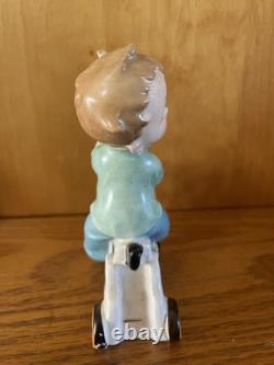 Vintage Napco Boy Figurines On Horses With Wheels S1375A S 1375B Christmas