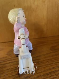 Vintage Napco Boy Figurines On Horses With Wheels S1375A S 1375B Christmas