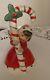 Vintage Napco Christmas Ceramic Bell Angel Holding Candy Cane 1956