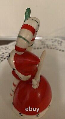 Vintage Napco Christmas Ceramic Bell Angel Holding Candy Cane 1956