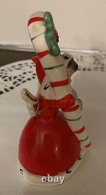 Vintage Napco Christmas Ceramic Bell Angel Holding Candy Cane 1956