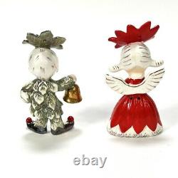 Vintage Napco Christmas Poinsettia Angel Sweethearts Ornament Bell with Box 1956 J