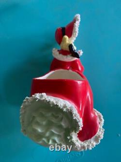 Vintage Napco Christmas shopper girl 6 spaghetti trim so cute! Rare vase