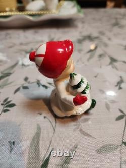 Vintage Napco Girl with Star & Boy with Tree Salt And Pepper 1959 Japan Christmas