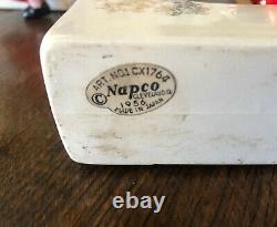 Vintage Napco Happy Yuletide Quartet Ceramic Letter Vases & Candle Holders