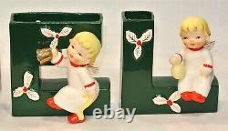 Vintage Napco NOEL Christmas ANGEL GIRL Letter Vase Set with Box