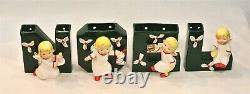 Vintage Napco NOEL Christmas ANGEL GIRL Letter Vase Set with Box