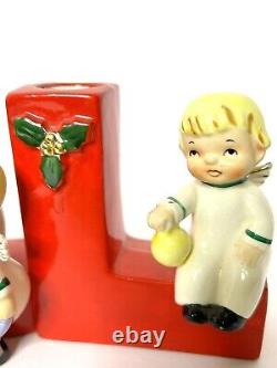 Vintage Napco Noel Angels Set of 4 Christmas Candle Holders with Original Box