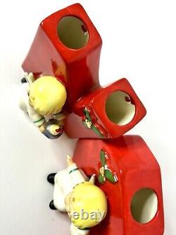 Vintage Napco Noel Angels Set of 4 Christmas Candle Holders with Original Box