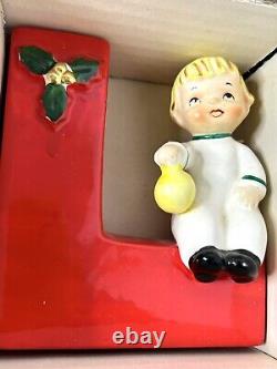 Vintage Napco Noel Angels Set of 4 Christmas Candle Holders with Original Box