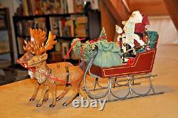 Vintage North Pole Santa Sleigh with reindeer! Christmas in America Collection