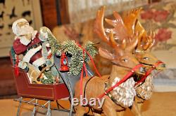 Vintage North Pole Santa Sleigh with reindeer! Christmas in America Collection