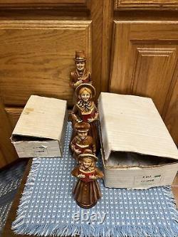 Vintage Paper Mache Family Carolers Norcrest Hand 10 Japan Boy Girl Man Woman