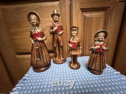 Vintage Paper Mache Family Carolers Norcrest Hand 10 Japan Boy Girl Man Woman