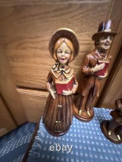Vintage Paper Mache Family Carolers Norcrest Hand 10 Japan Boy Girl Man Woman