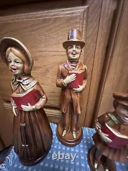 Vintage Paper Mache Family Carolers Norcrest Hand 10 Japan Boy Girl Man Woman